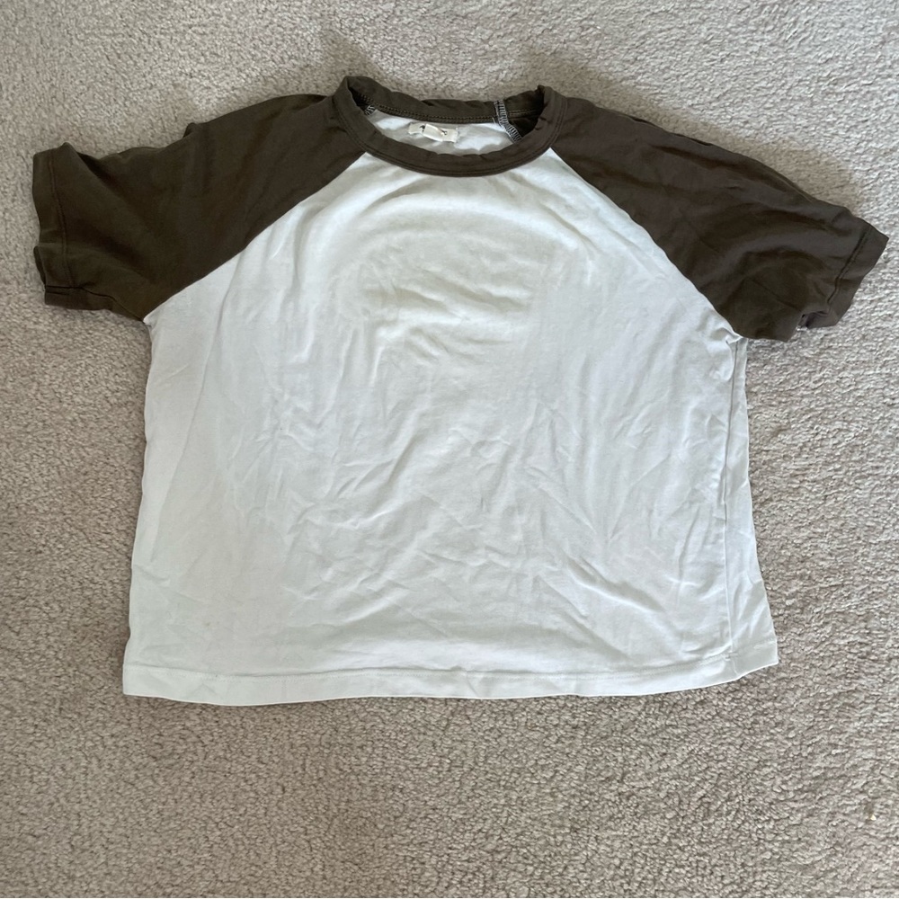 green and white baseball tee